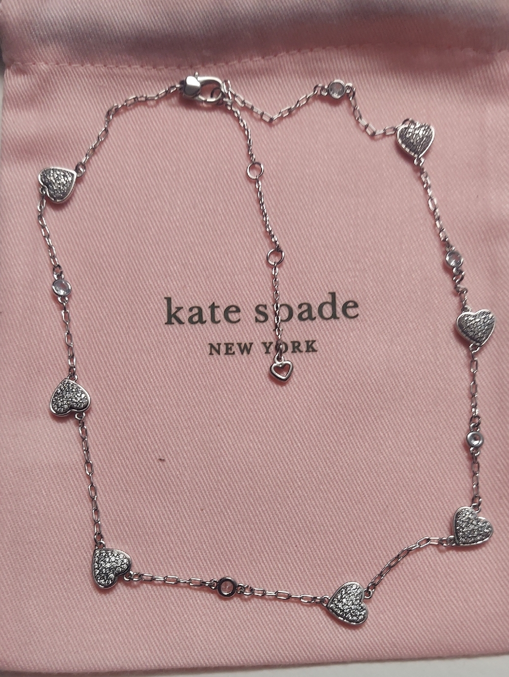 KATE SPADE All My Heart PaveScatter Necklace NWT In Sliver